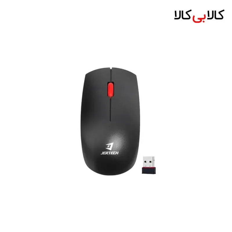 ماوس بی‌سیم سایلنت جرتک مدل JR-11 با بدنه مشکی و اسکرول قرمز