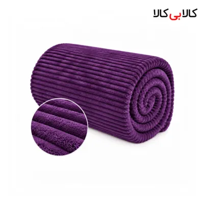 پتو کبریتی کاملیا رنگ شتری با طرح خطی