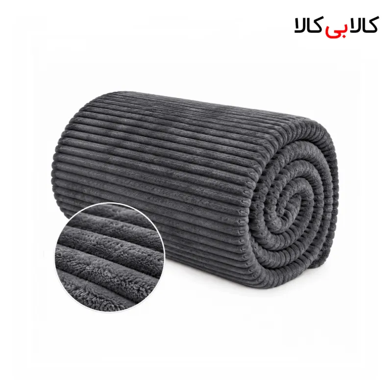 پتو کبریتی کاملیا رنگ یاسی با طرح خطی
