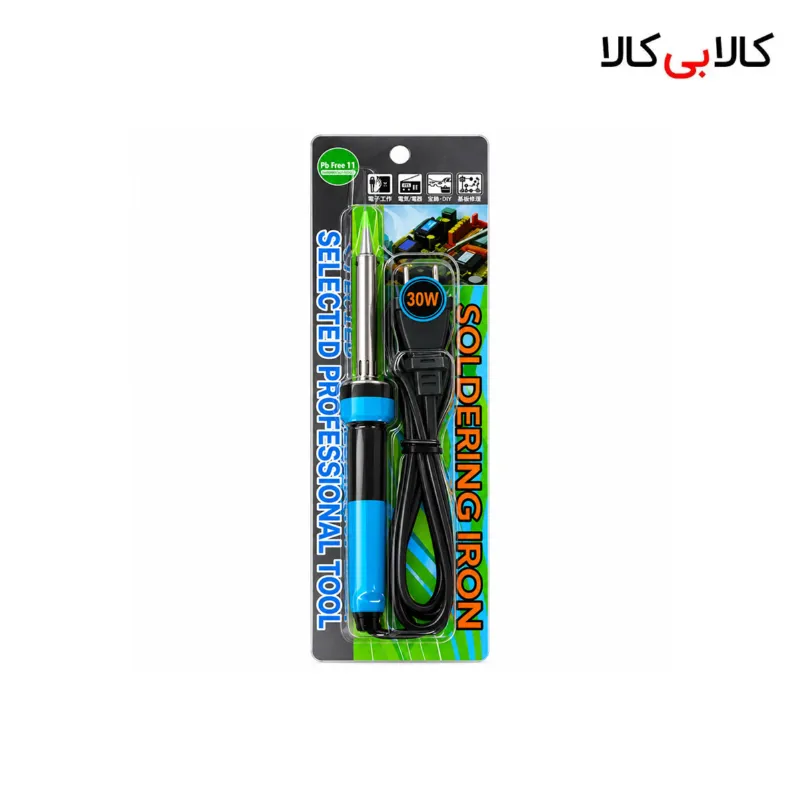 هویه ۳۰ وات قلمی با دسته پلاستیکی دو رنگ