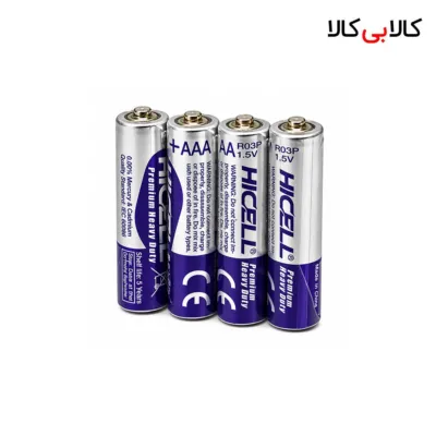 باتری نیم قلمی هایسل HICELL مدل R03P بسته 4 عددی
