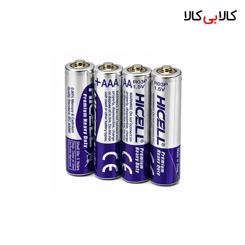 باتری نیم قلمی هایسل HICELL مدل R03P بسته 4 عددی