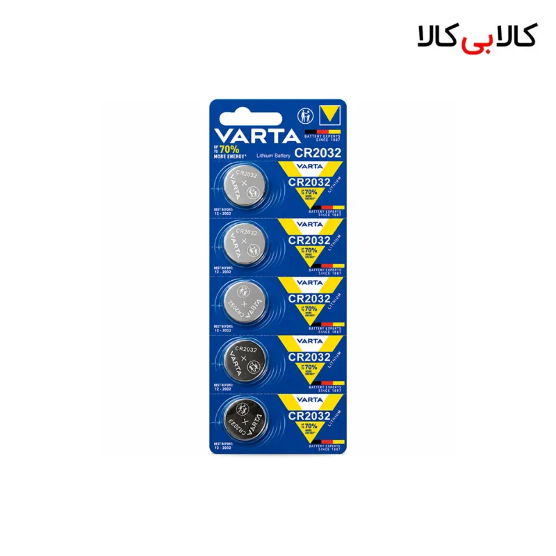 باتری سکه ای وارتا VARTA مدل CR2032 لیتیومی بسته 5 عددی