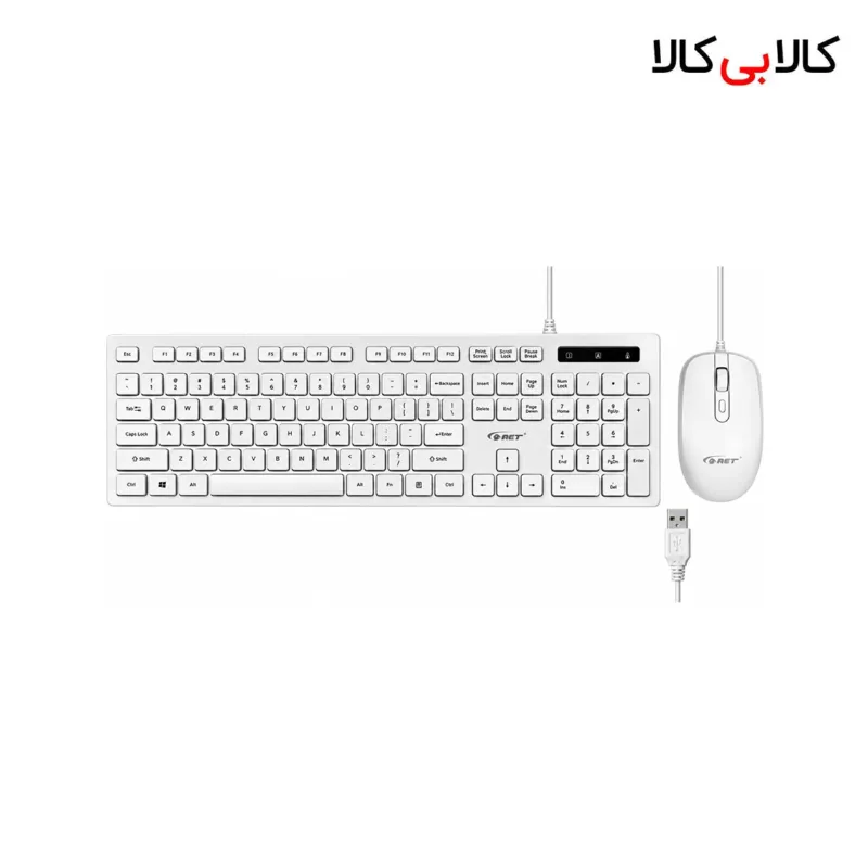 ست کیبورد و ماوس باسیم دی نت D-Net مدل DT-998 رنگ سفید