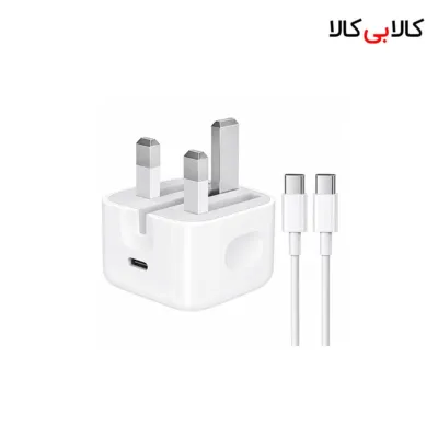 شارژر دیواری 35 وات اپل آیفون 16 پرو مکس مدل MHJF3ZP/A با کابل دوطرفه Type-C