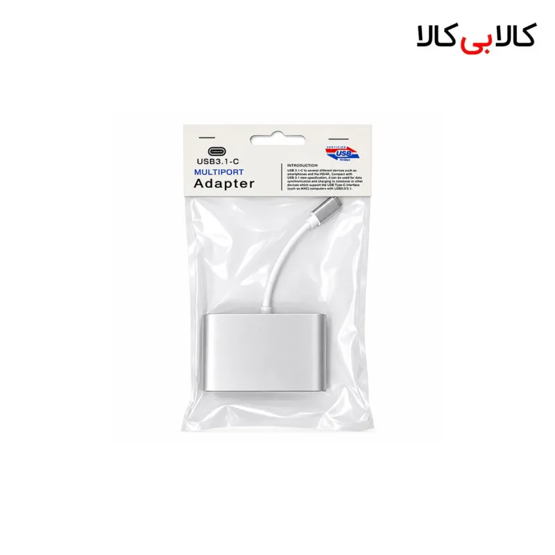 مبدل تایپ سی به VGA و USB 3.0 هاب ۳ کاره Type-C