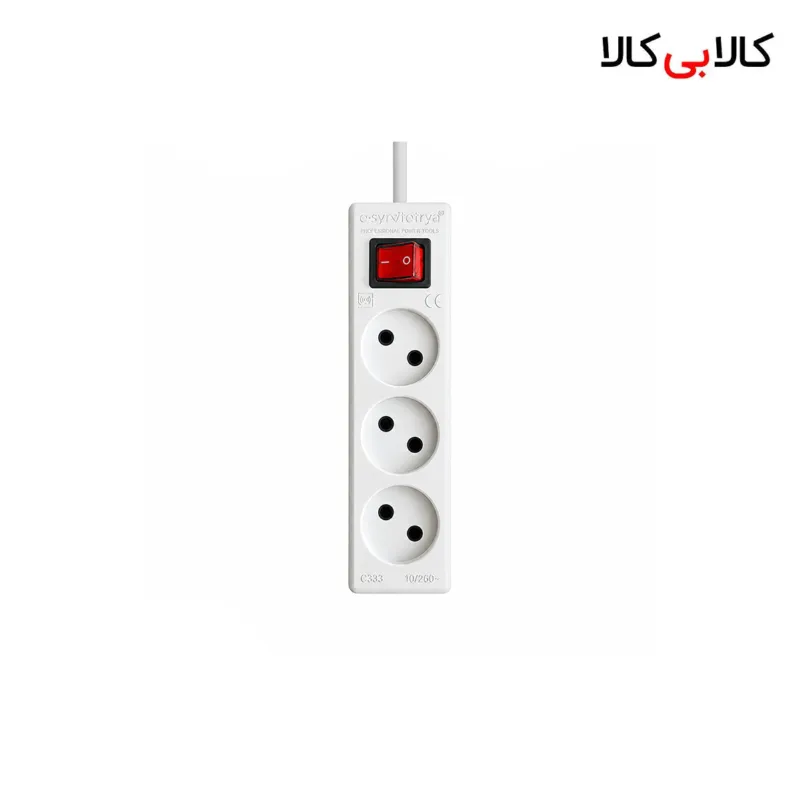سه راهی برق کلیددار فرحان الکتریک مدل F333 کابل 1.8 متر رابط 3 خانه
