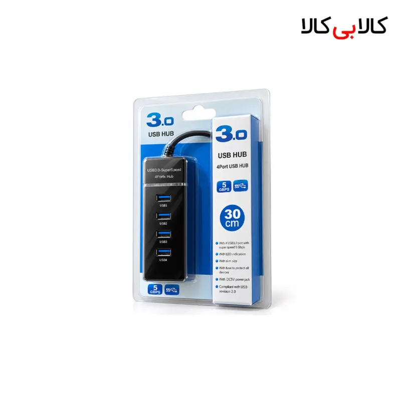 هاب 4 پورت USB 3.0 مدل 1040 طول کابل 30 سانتیمتر