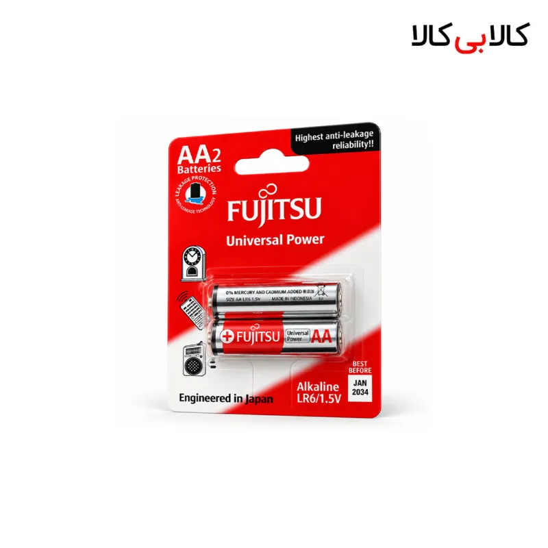باتری قلمی آلکالاین فوجیتسو مدل LR6 بسته ۲ عددی