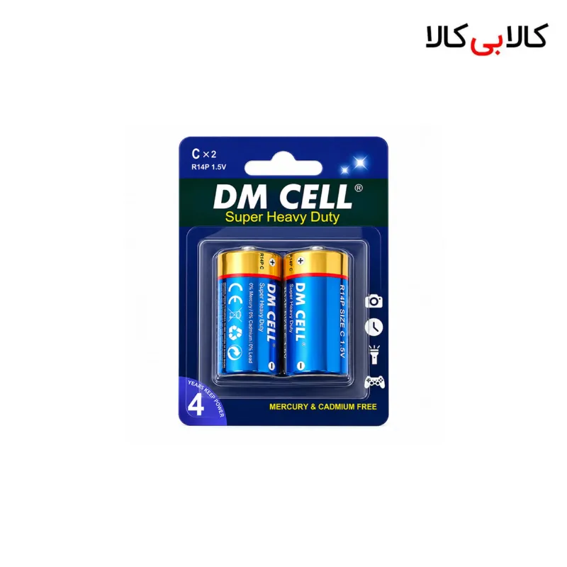 باتری متوسط دیام سل (DM CELL) مدل R14P بسته ۲ عددی