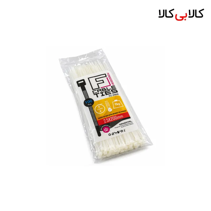 بست کمربندی ۲۰ سانتی‌متری فروزش عرض ۲.۵ میلی‌متر بسته ۱۰۰ عددی