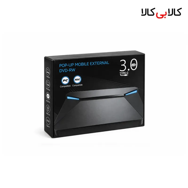 دی‌وی‌دی رایتر اکسترنال مدل 015 Pop-Up Mobile کابل دوگانه Type-C و USB 3.0