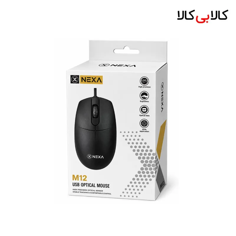 ماوس با سیم نکسا (Nexa) مدل M12 حسگر اپتیکال و طراحی ارگونومیک